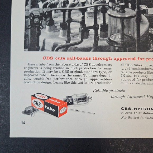 1958 CBS-Hytron Columbia Broadcasting System Tubes Vintage Print Ad Danvers MA - Picture 3 of 5